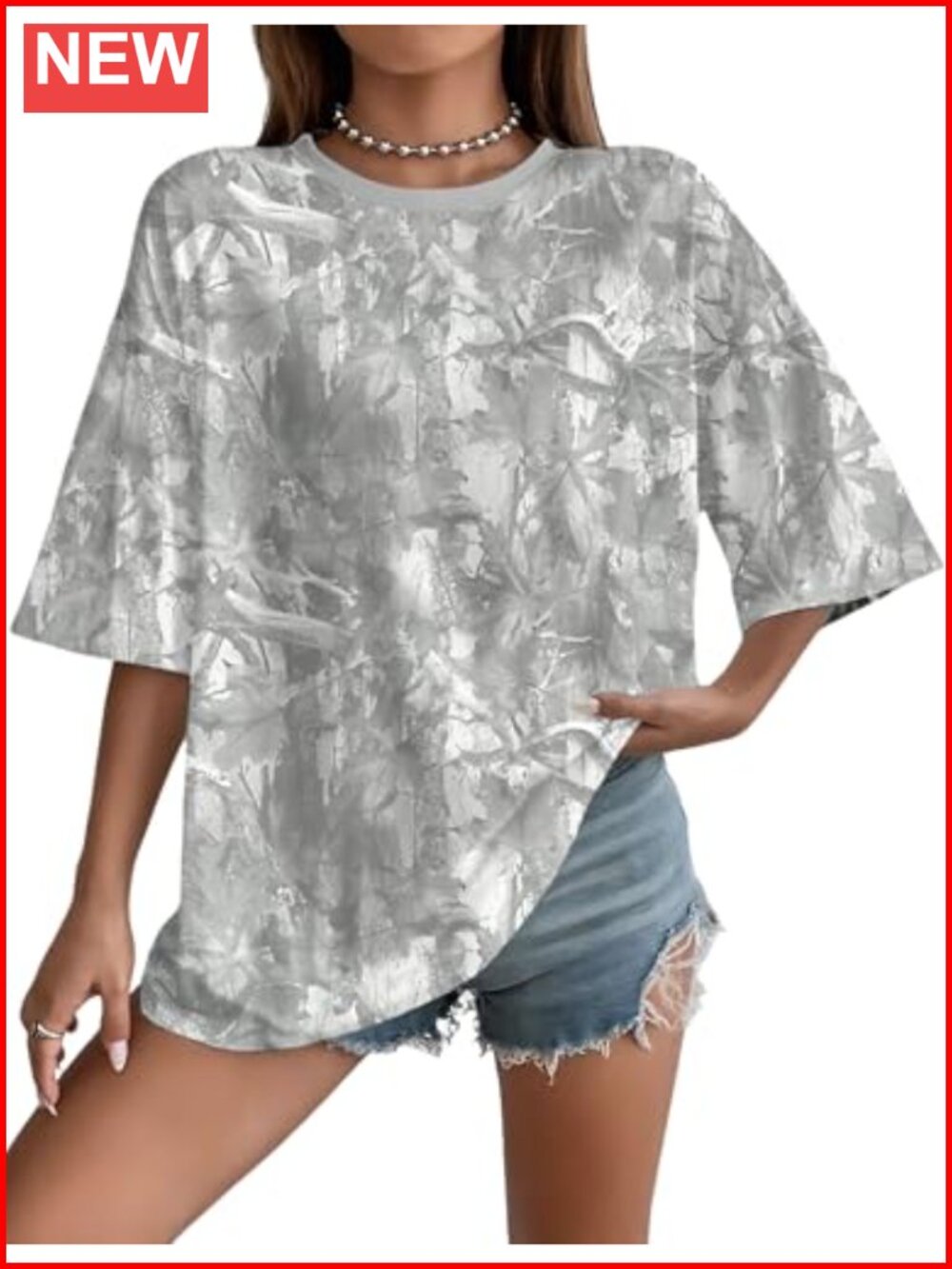 Oversized Graphic T-Shirt Short Sleeve Crew Neck Polyester Elastane
